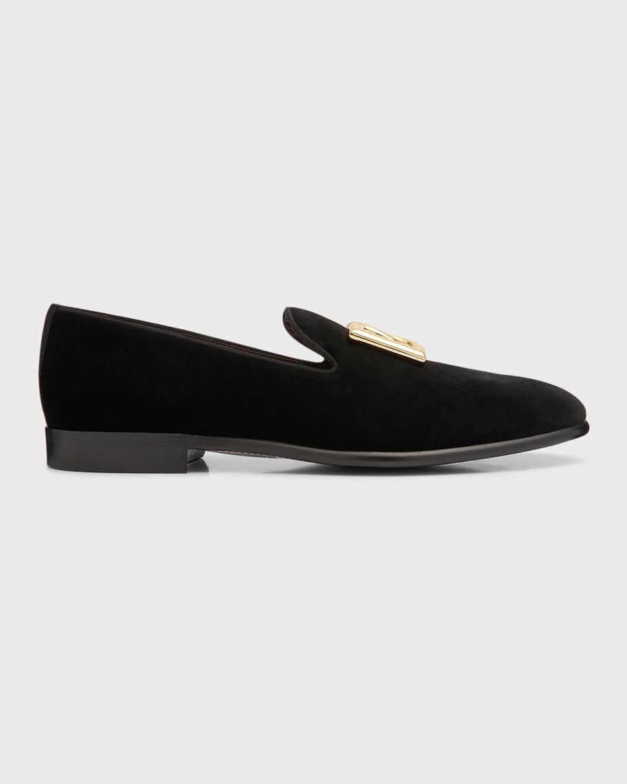 Men's velvet loafers with Dolce&Gabbana logo