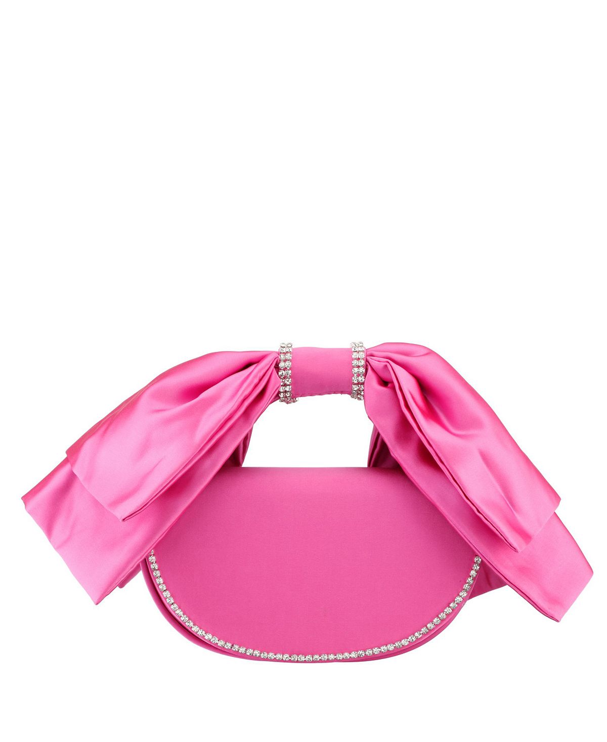 Women's satin clutch with bow and crystals Nina, pink