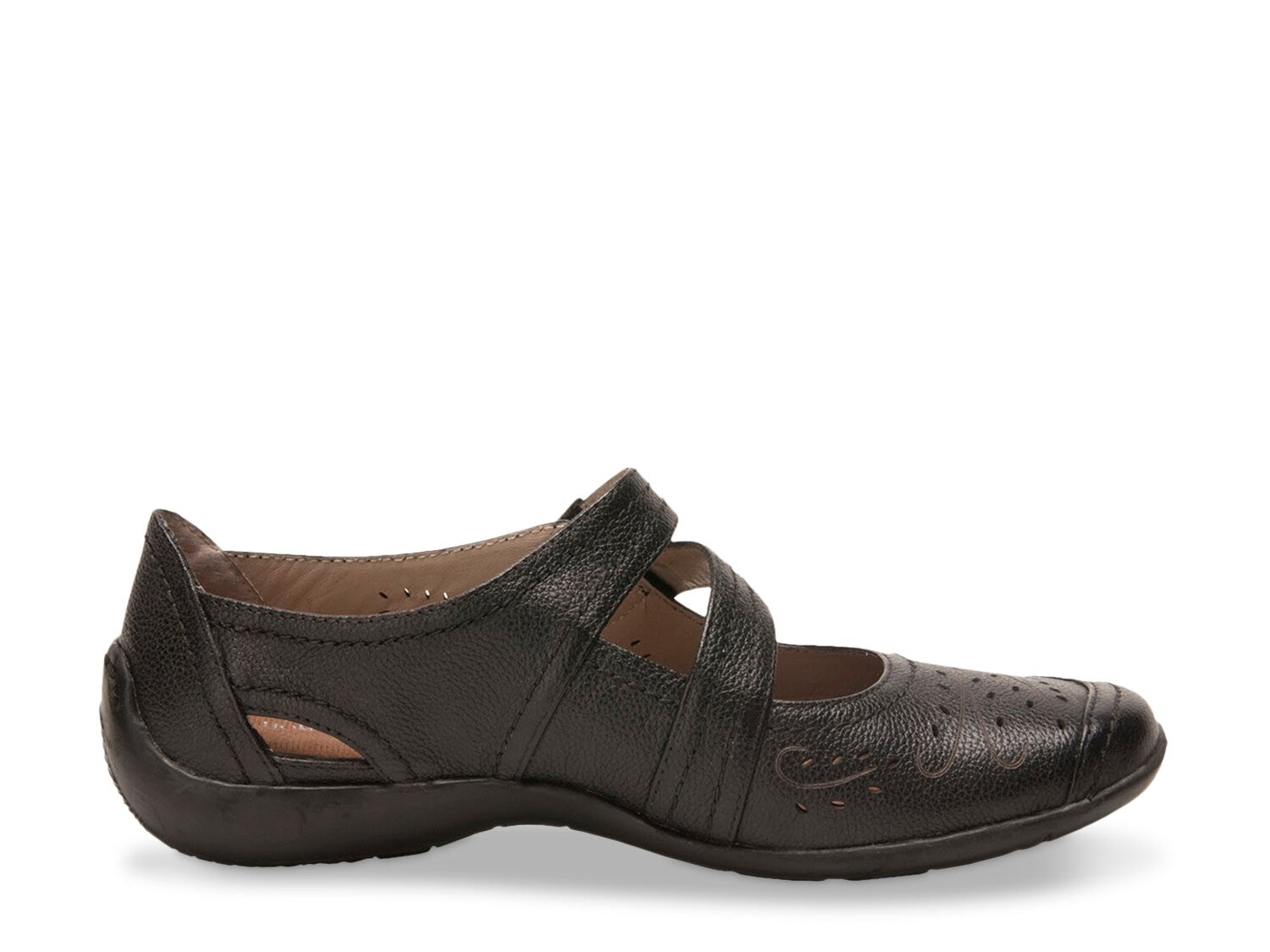 Ros Hommerson Chelsea Mary Jane ballet flats in leather with print, black