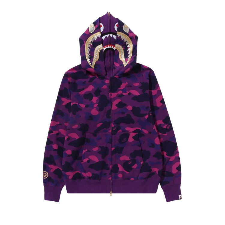 BAPE Color Camo Double Shark Full Zip 'Purple' Hoodie, Purple