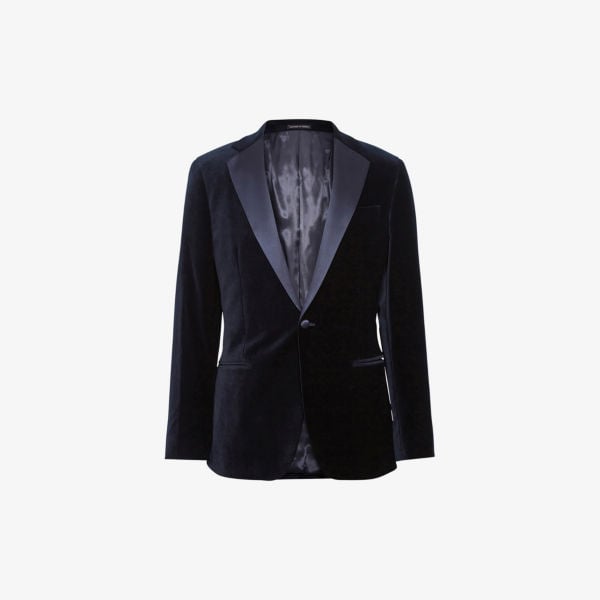 Ace Single Breasted Jacket in Reiss Stretch Velvet, Navy