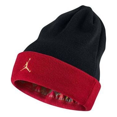 قبعة Air Jordan Cny Cuffed Knitted Hat New Year Pack 'Black Red'، أسود