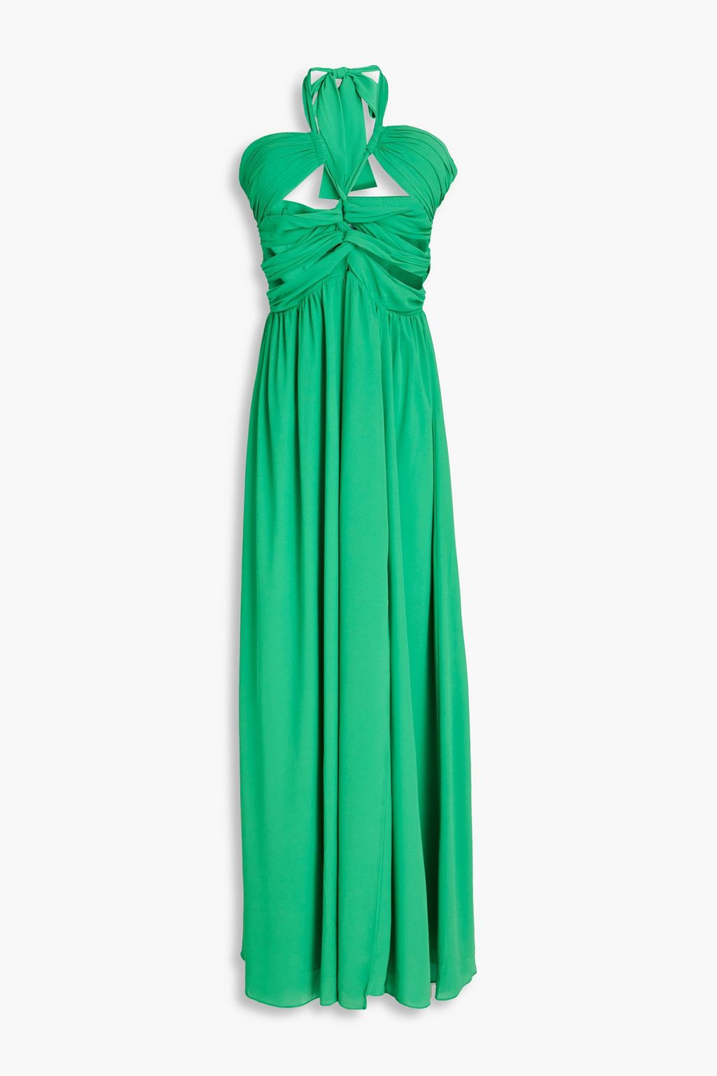 RONNY KOBO RONNY KOBO Ruffle Neckline Chiffon Maxi Dress, Green