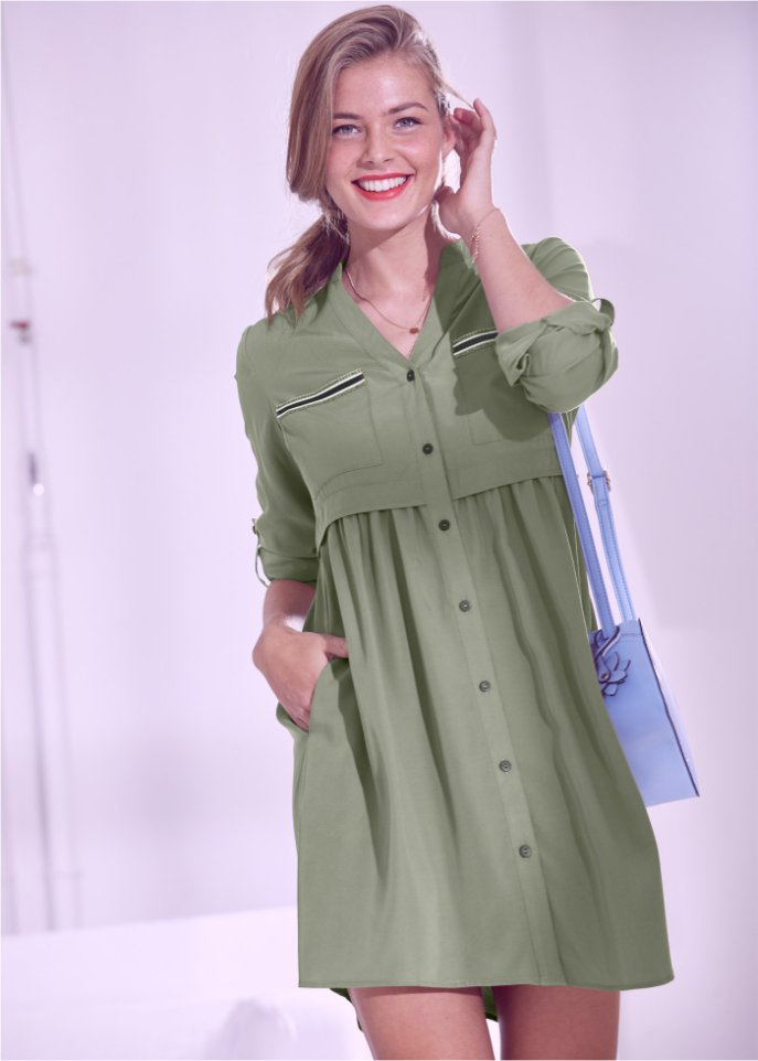 Rainbow short shirt dress, green