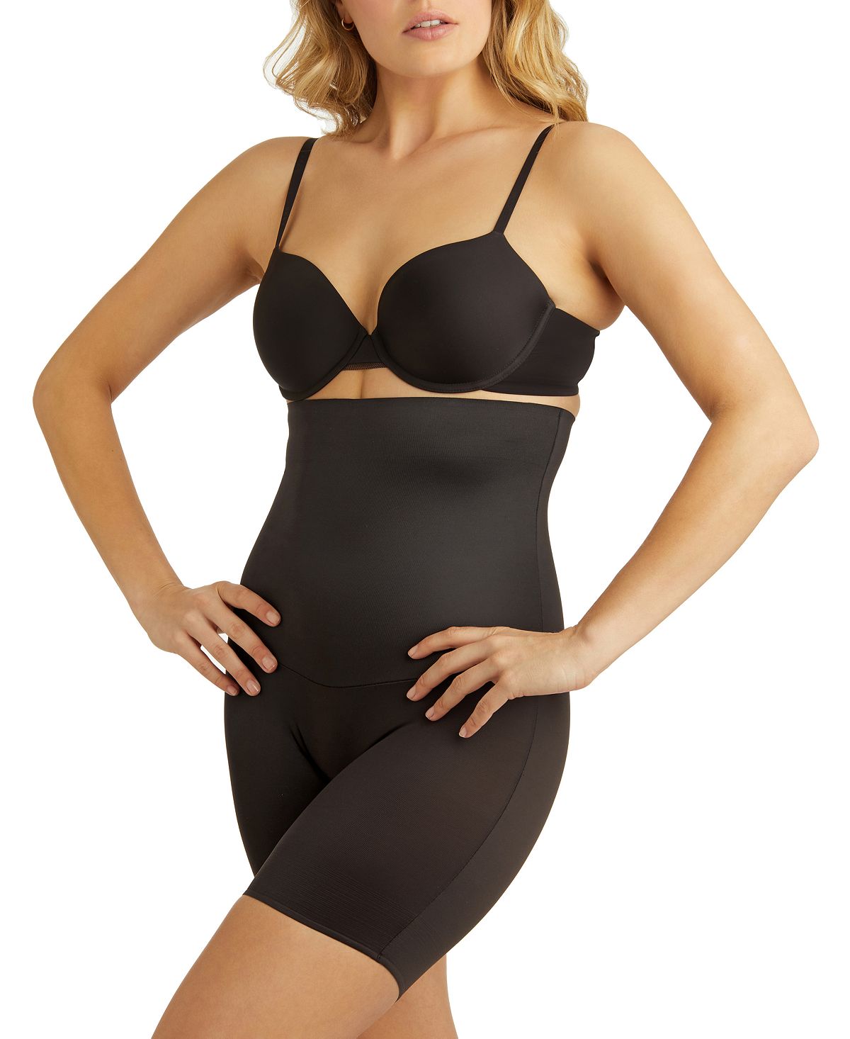 Comfy Curves Women's High Waist Thigh Length Shapewear 2519 Miraclesuit black