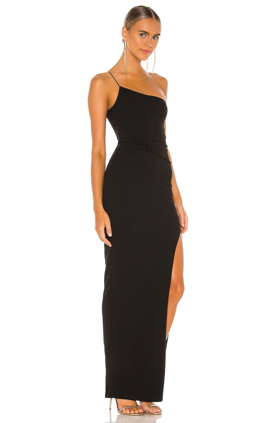 Nookie Lust One Shoulder Gown Dress, Black