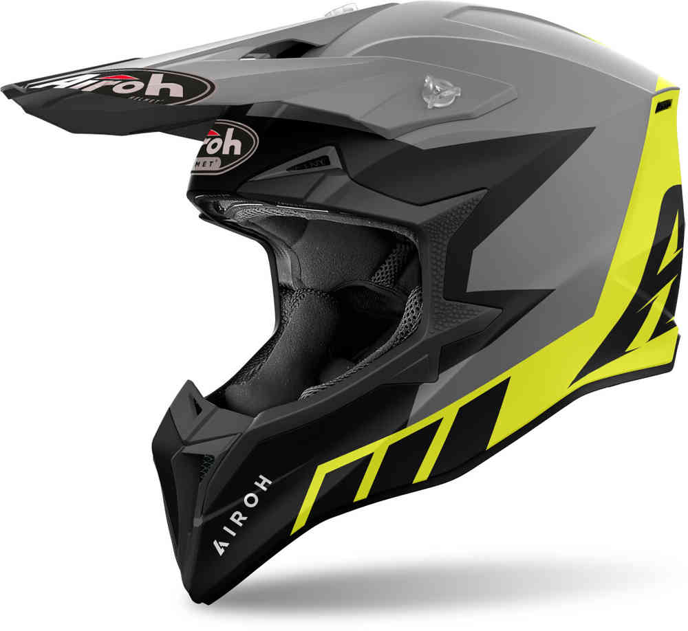 Wraaap Reloaded Airoh Motocross Helmet, Black/Grey/Yellow