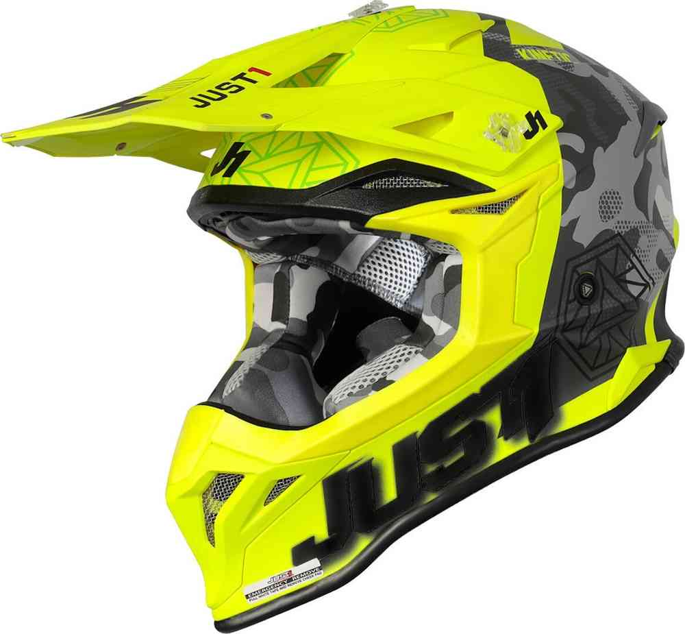 J39 Just1 Kinetic Motocross Helmet, Yellow/Black