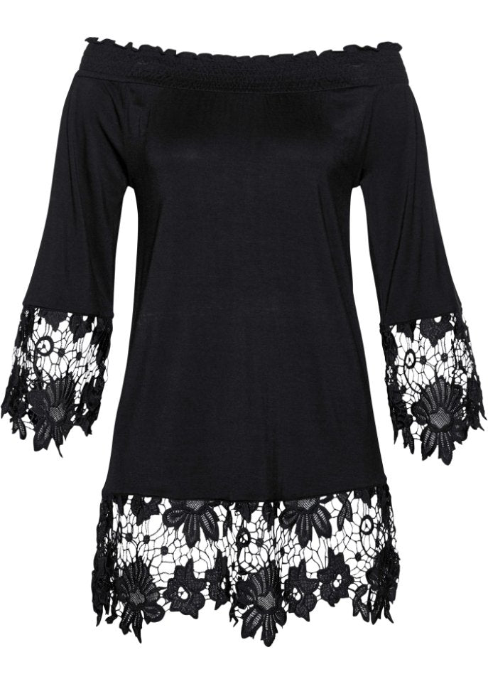 Carmen tunic with lace Bpc Selection, black