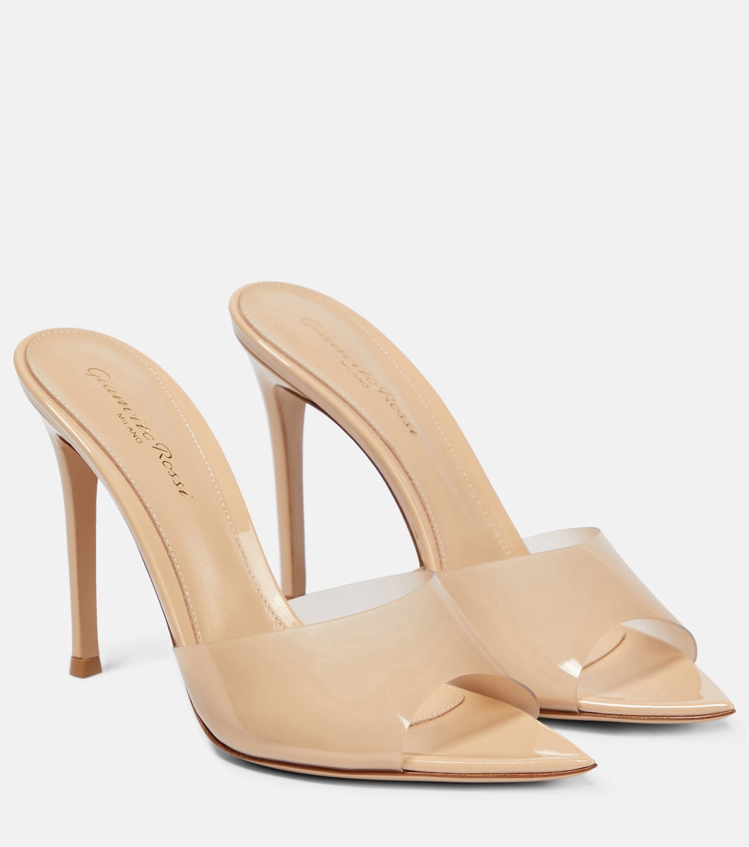 Elle 105 mules in PVC and patent leather Gianvito Rossi, beige