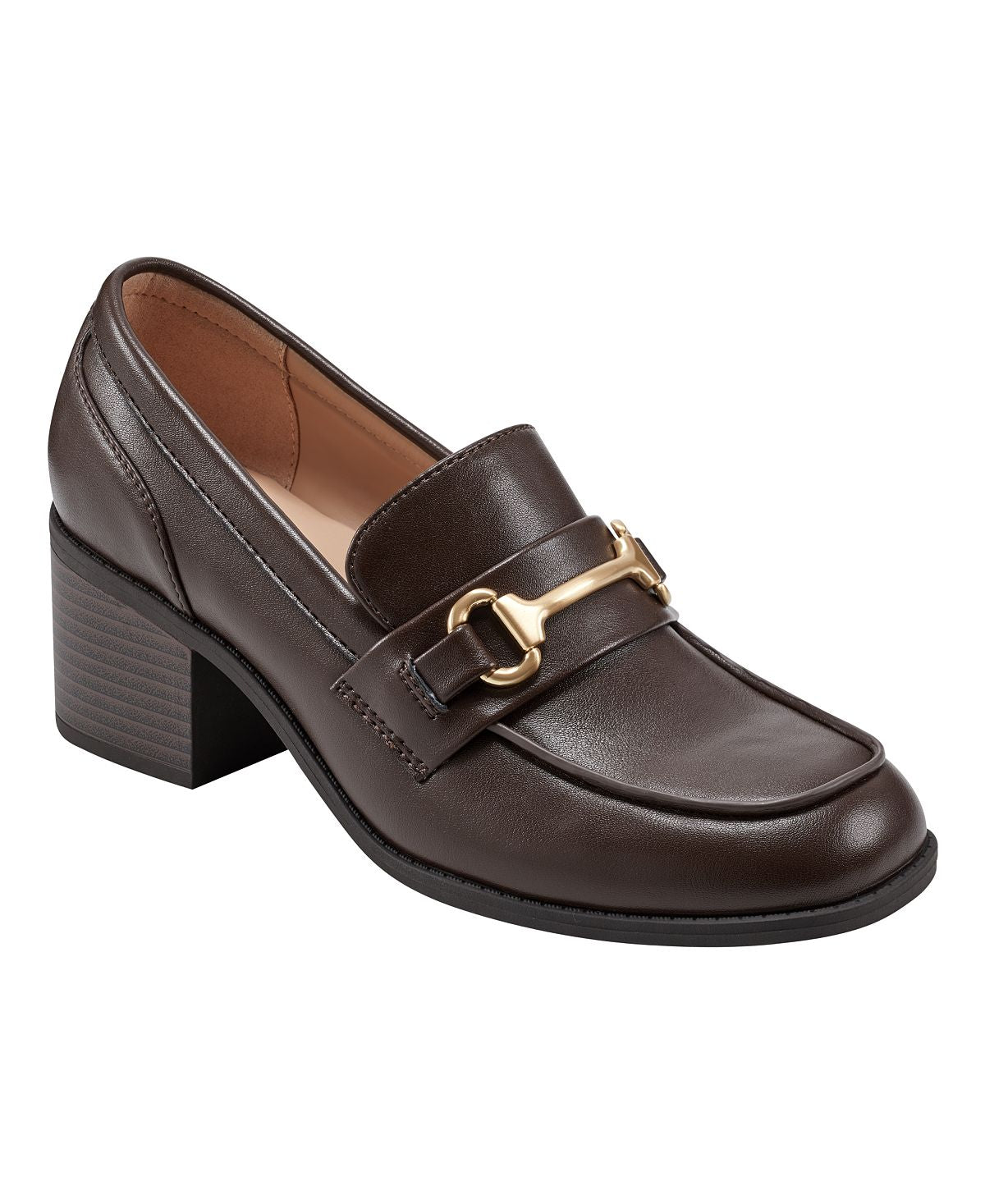 Women's Mayble Block Heel Loafers with Bandolino Details, Brown