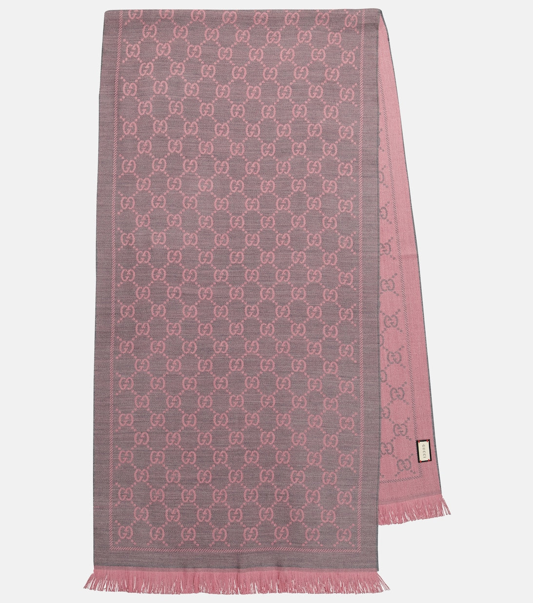 Wool jacquard scarf with GG Gucci pattern, brown