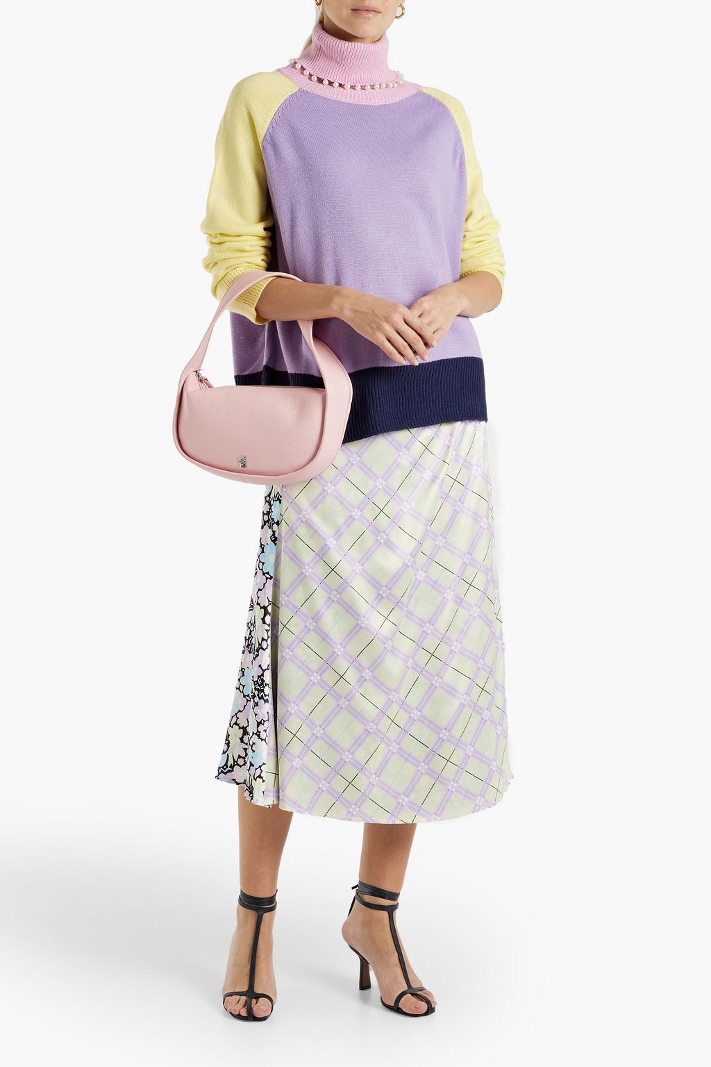 Ida satin midi skirt with wrap and print OLIVIA RUBIN, multicolor