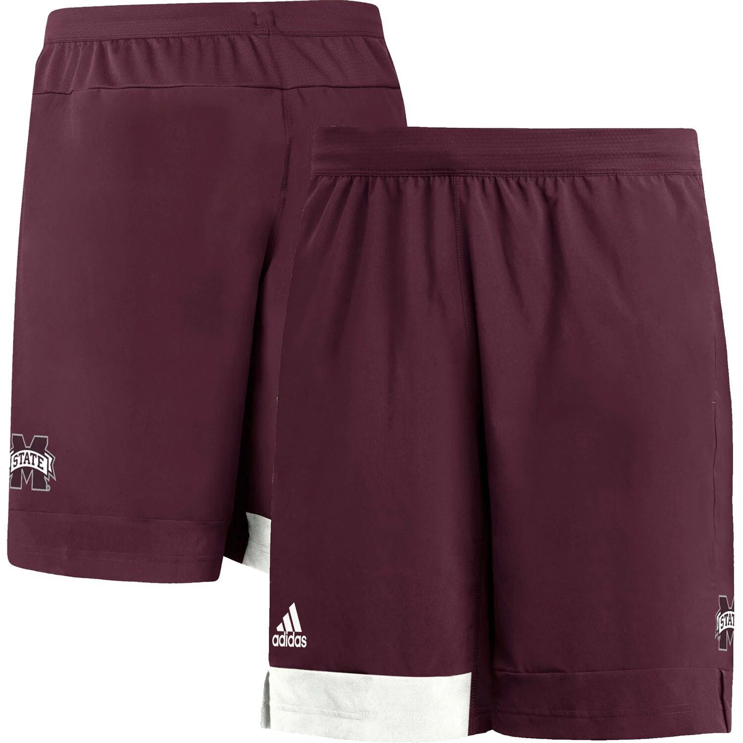 شورت تدريب رجالي من adidas Mississippi State Bulldogs باللون العنابي