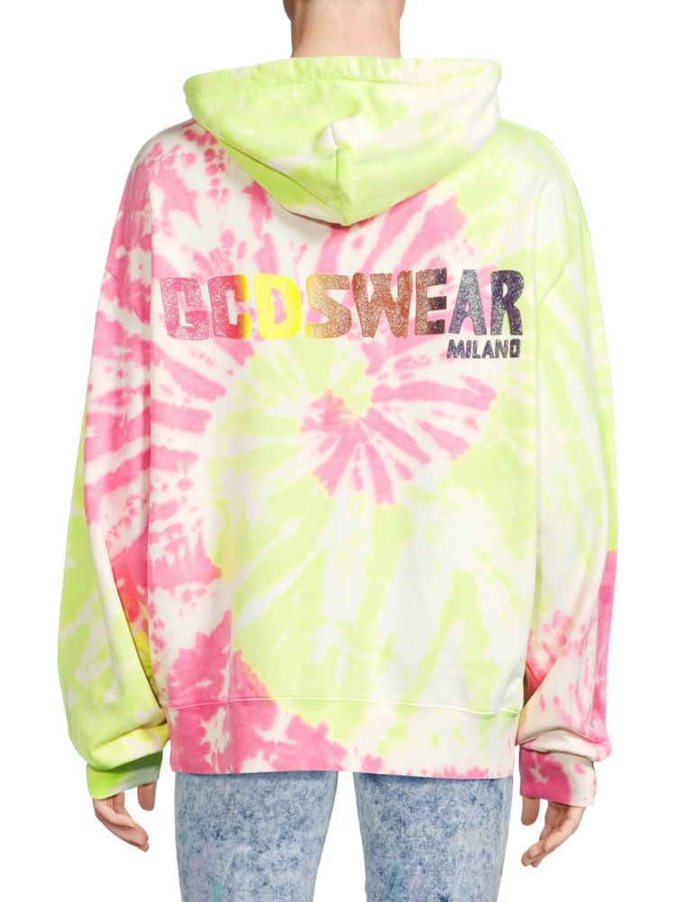 Gcds Tie Dye Pullover Hoodie, Pink Multi