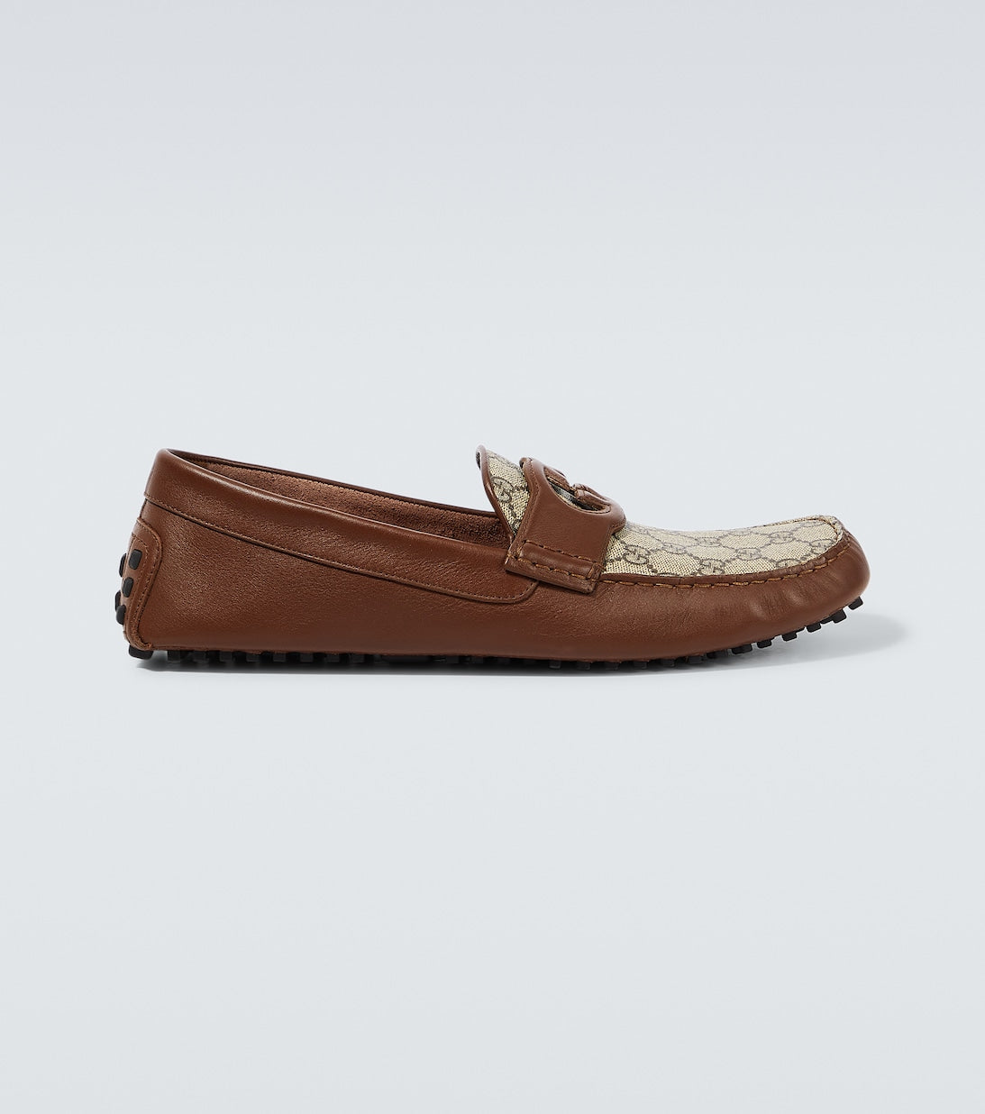 Interlocking G moccasins in Gucci leather, brown