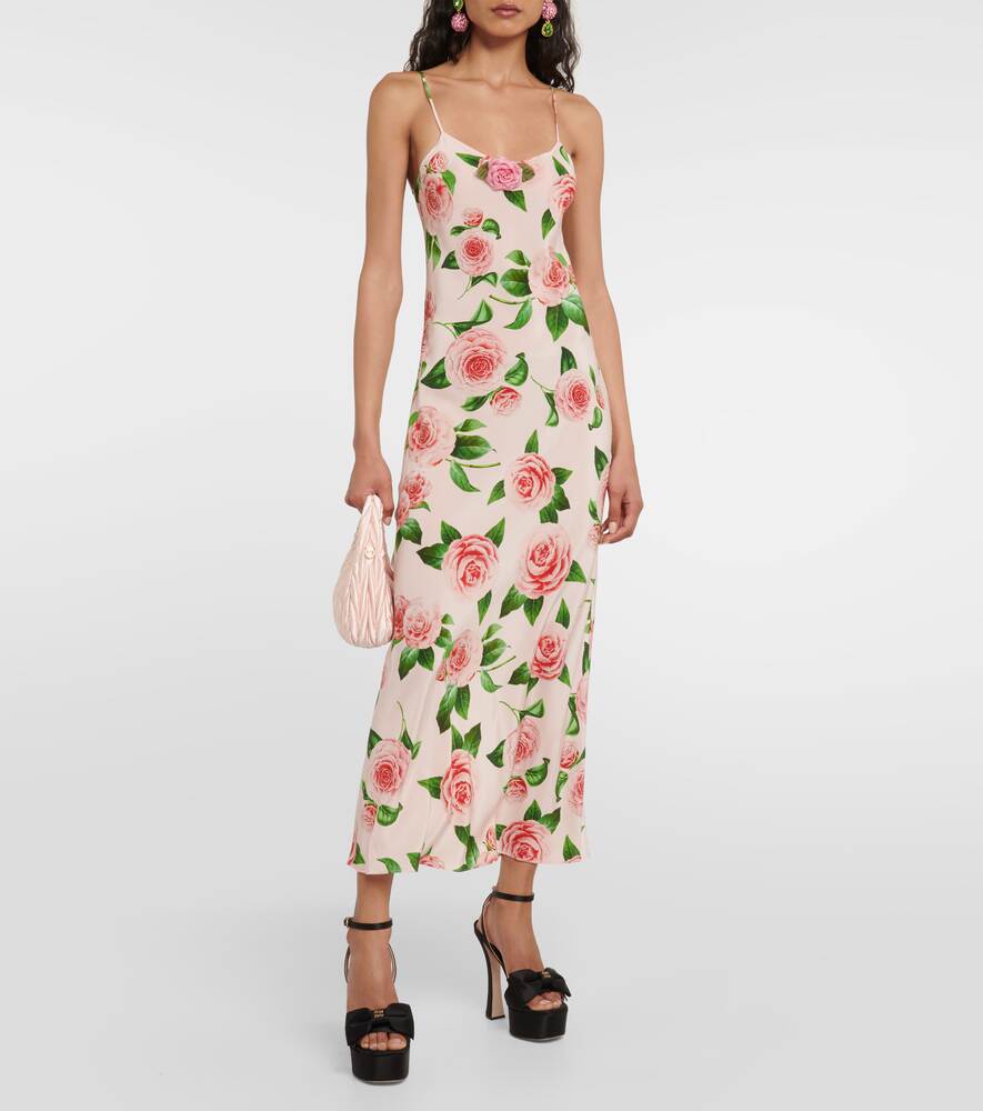 Silk slip dress with floral print RODARTE, pink