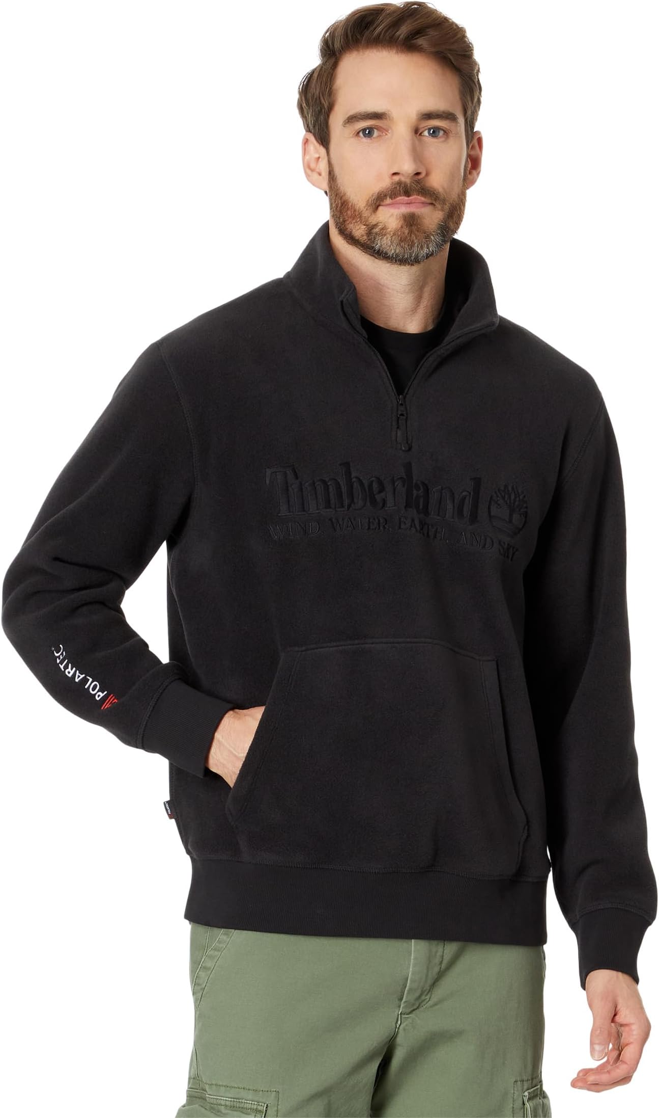 سويت شيرت Timberland Line Logo 1/4 Zip، أسود