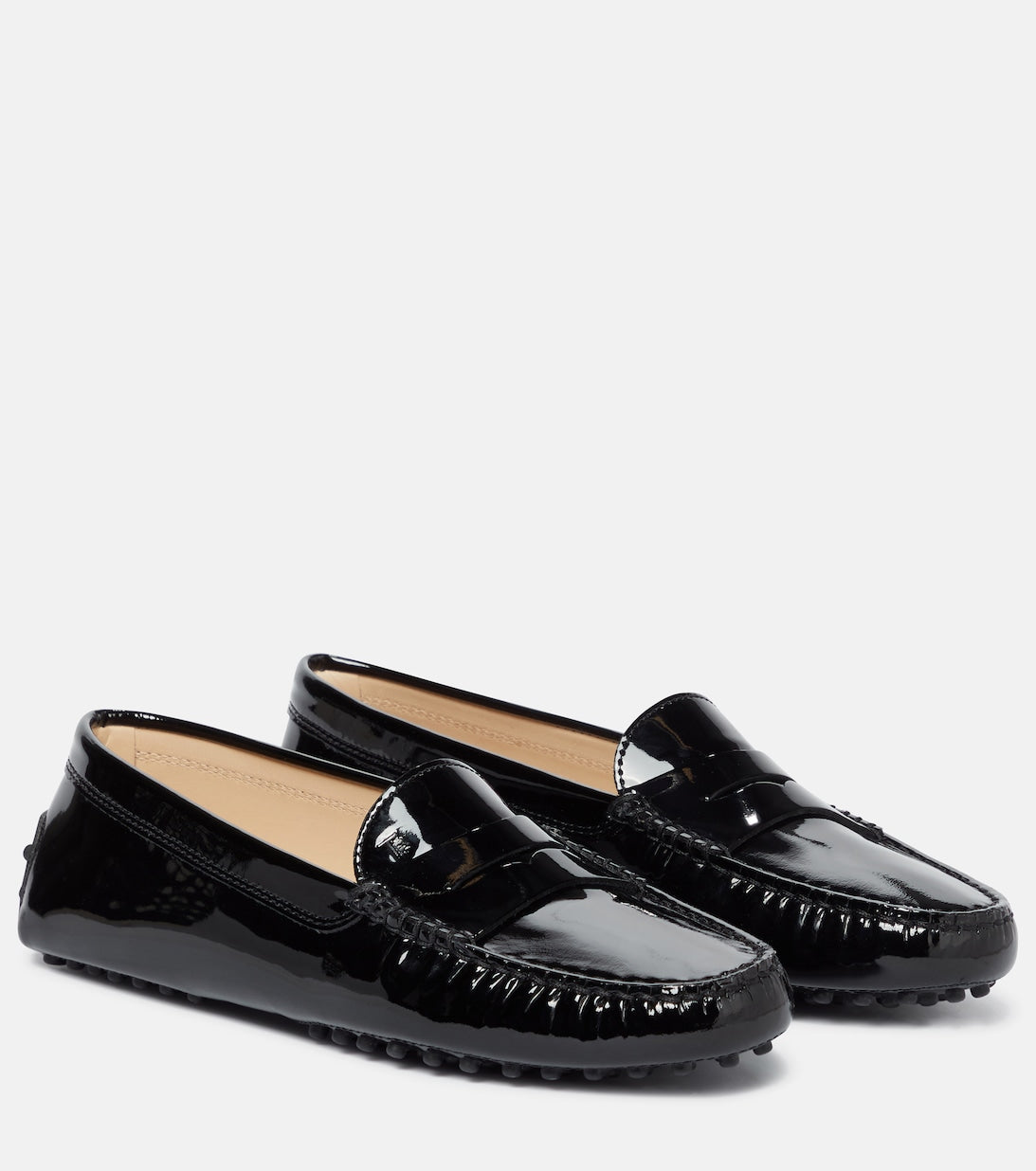 Tod's Gommino Patent Leather Moccasins, Black