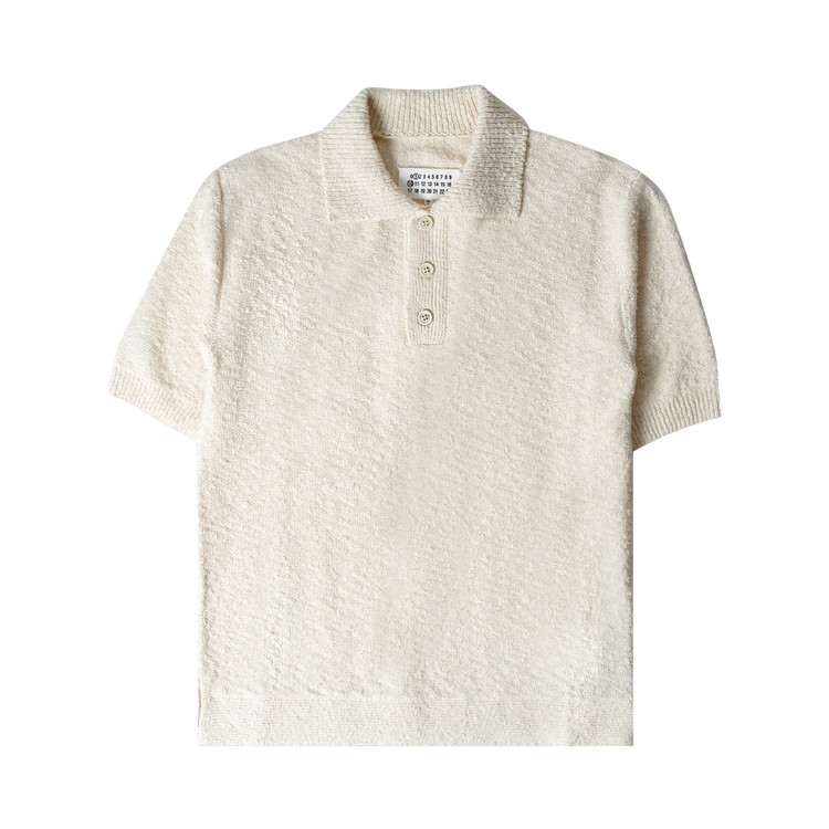 Maison Margiela Boucle Knit Polo 'Off White' Shirt, white