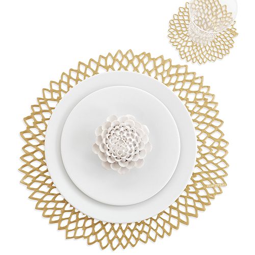 Dahlia Chilewich Pressed Vinyl Round Placemat, Gold