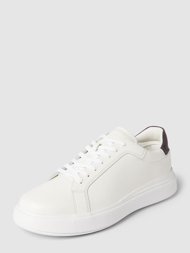 Calvin Klein Contrast Leather Sneakers, White