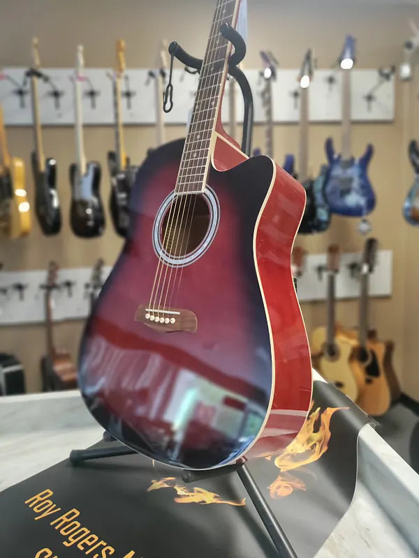 جيتار أوسكار شميت OD45CRDBPAK-W Dreadnought Cutaway Acoustic Guitar مع حقيبة حفلات موسيقية من Linden Red Burst