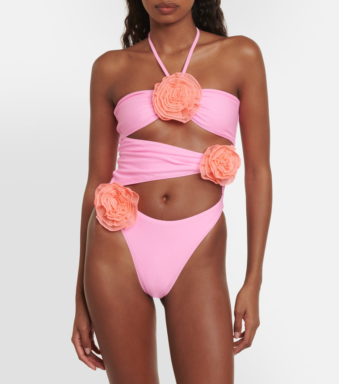 Same rose neckline swimsuit, pink