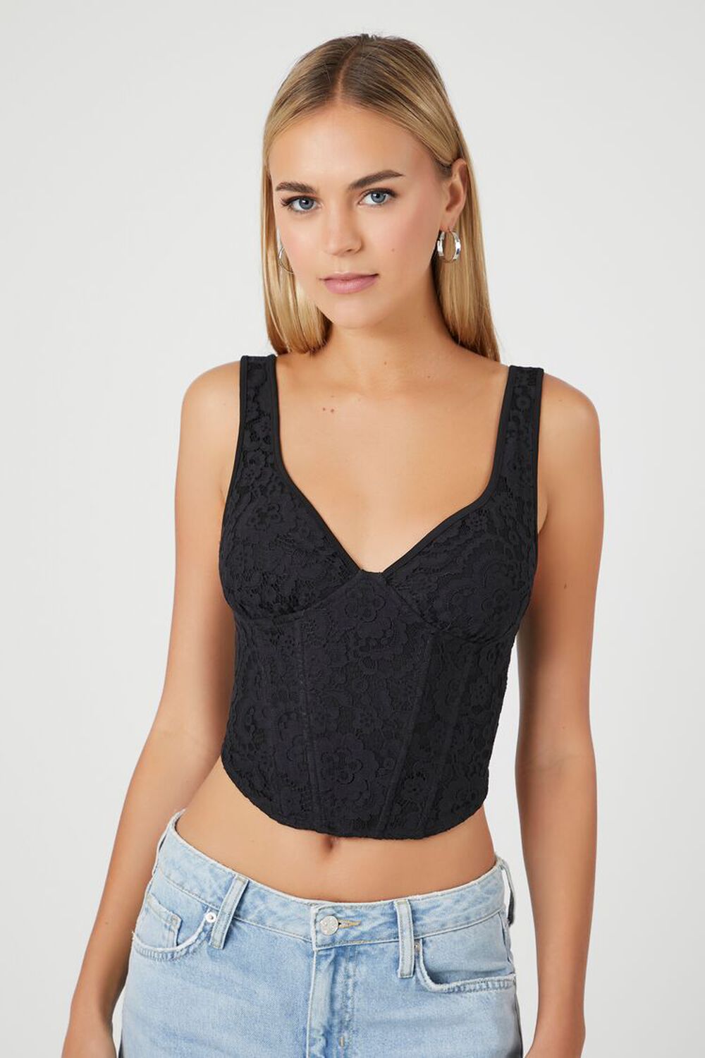 Forever 21 Lace Crop Top, Black