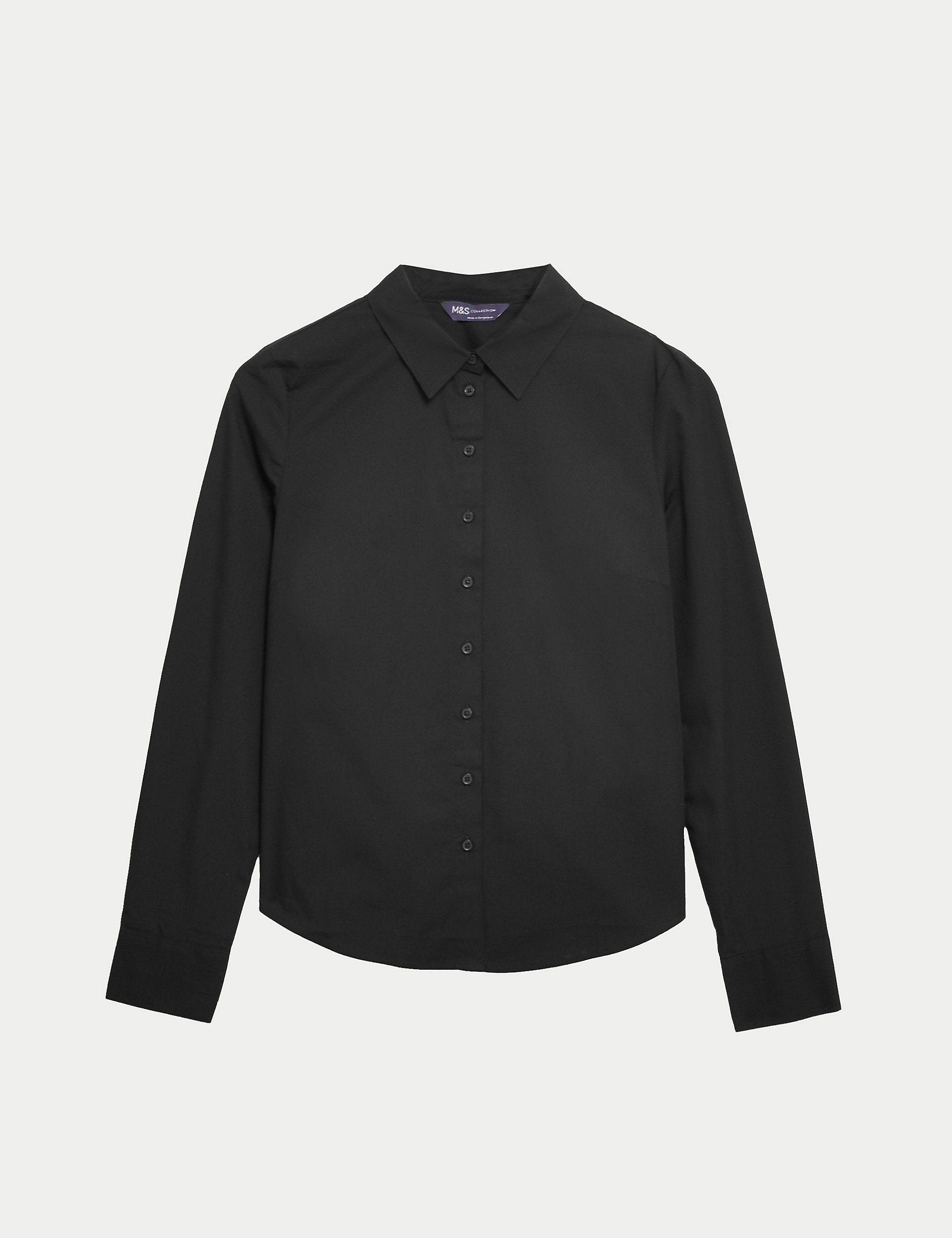 Marks & Spencer Rich Cotton Collar Shirt, Black