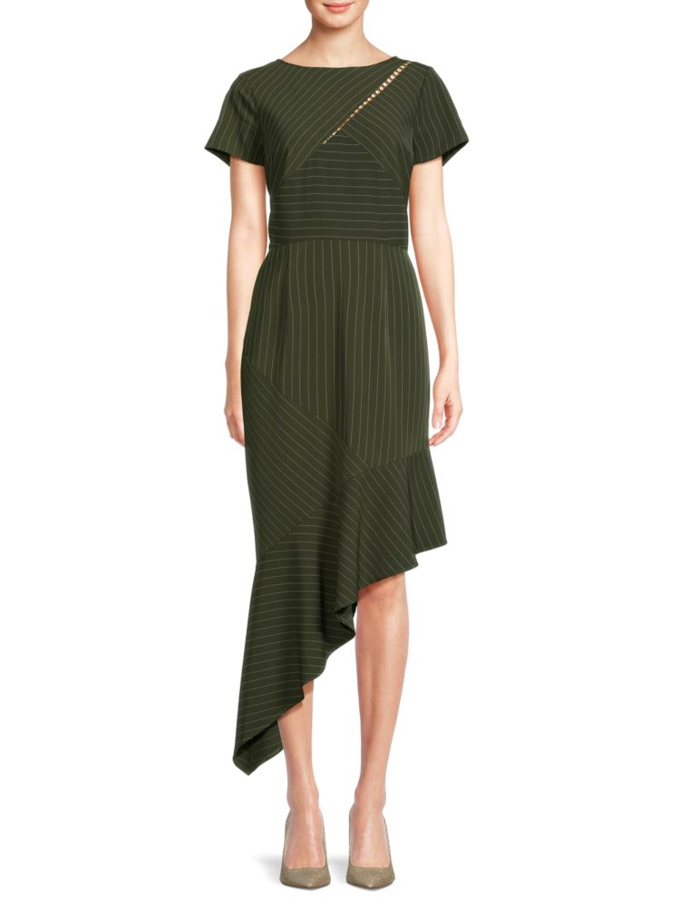 Asymmetric striped dress Focus By Shani, green