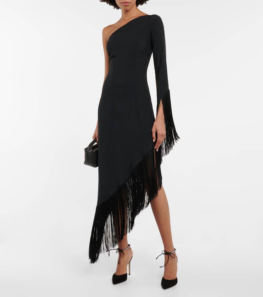 Aventador one-shoulder fringed midi dress TALLER MARMO, black