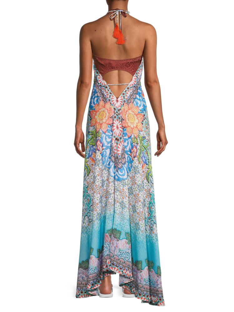 Ranee'S Floral Tassel Maxi Dress, Blue