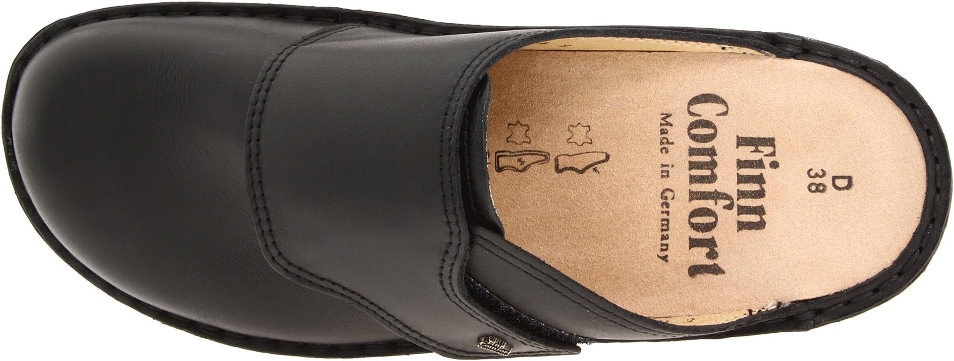 Aussee Clogs - 82526 Finn Comfort, Black Leather Soft Footbed