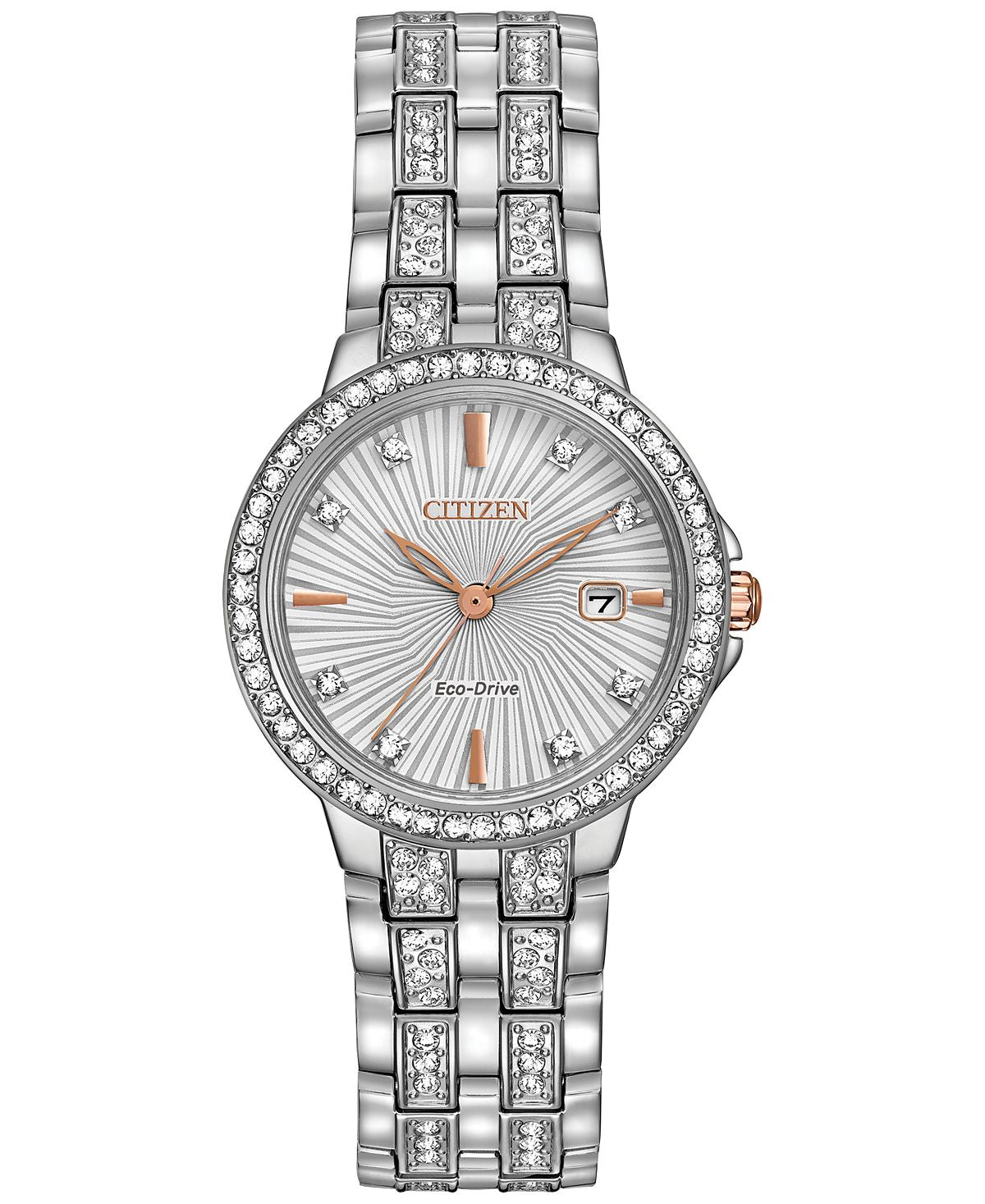 Women's Eco-Drive Crystal Accent Stainless Steel Bracelet Watch 28mm EW2340-58A Citizen