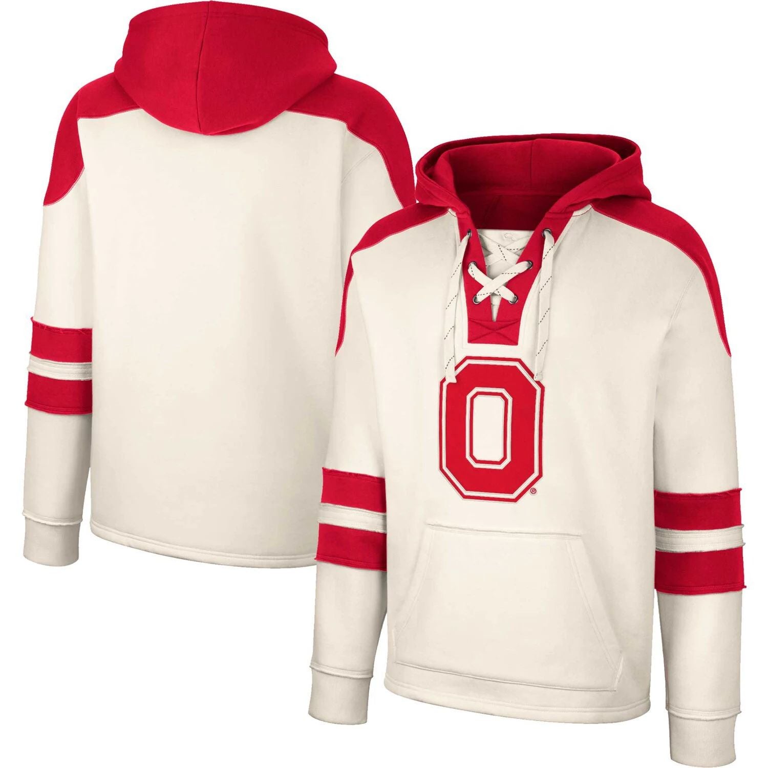 هودي رجالي من Ohio State Buckeyes برباط 4.0 Vintage Colosseum Pullover باللون الكريمي