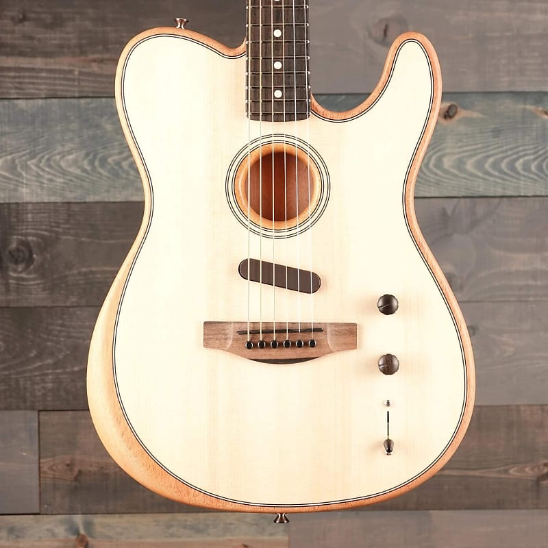 جيتار صوتي Fender American Acoustasonic Telecaster Natural مع حقيبة حفلات موسيقية مميزة