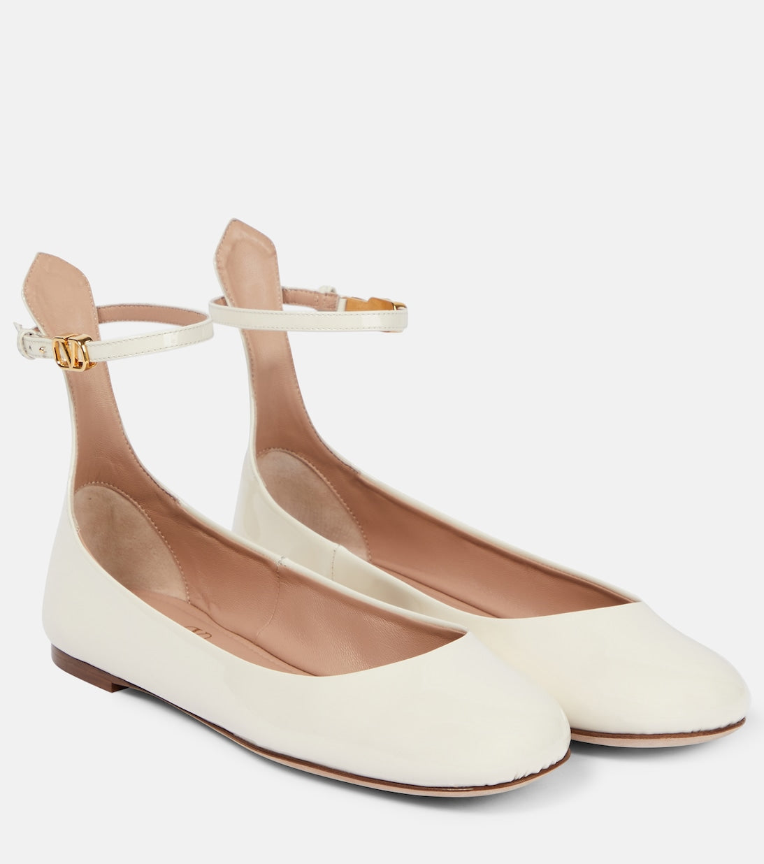 Valentino Garavani Tan-Go patent leather ballerinas, white