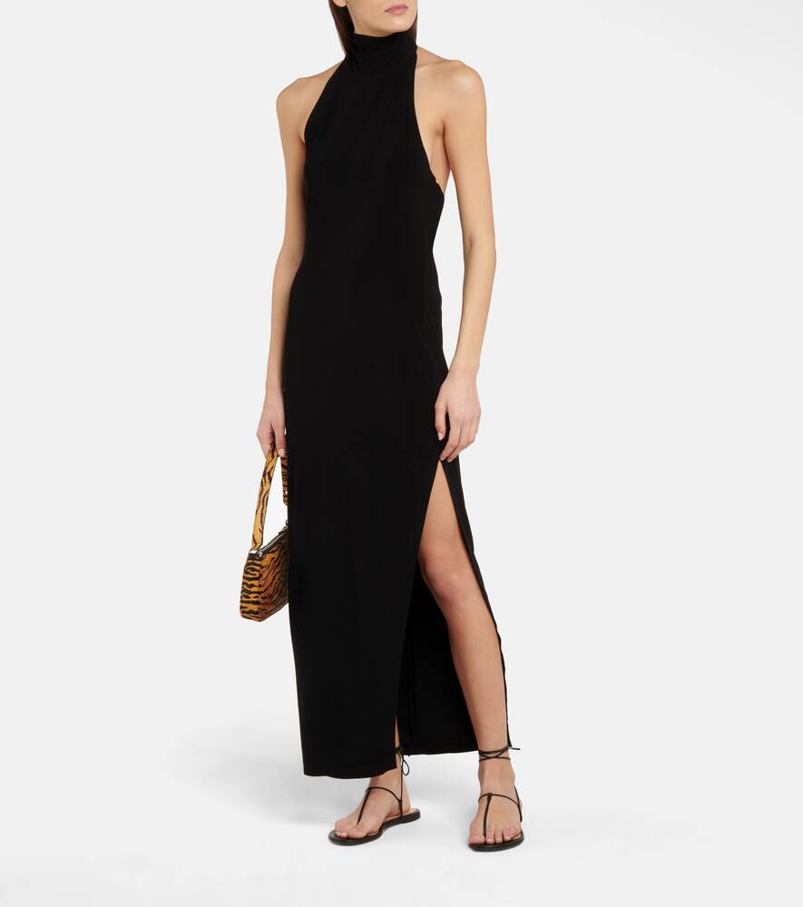 Maxi dress with high collar NORMA KAMALI, black