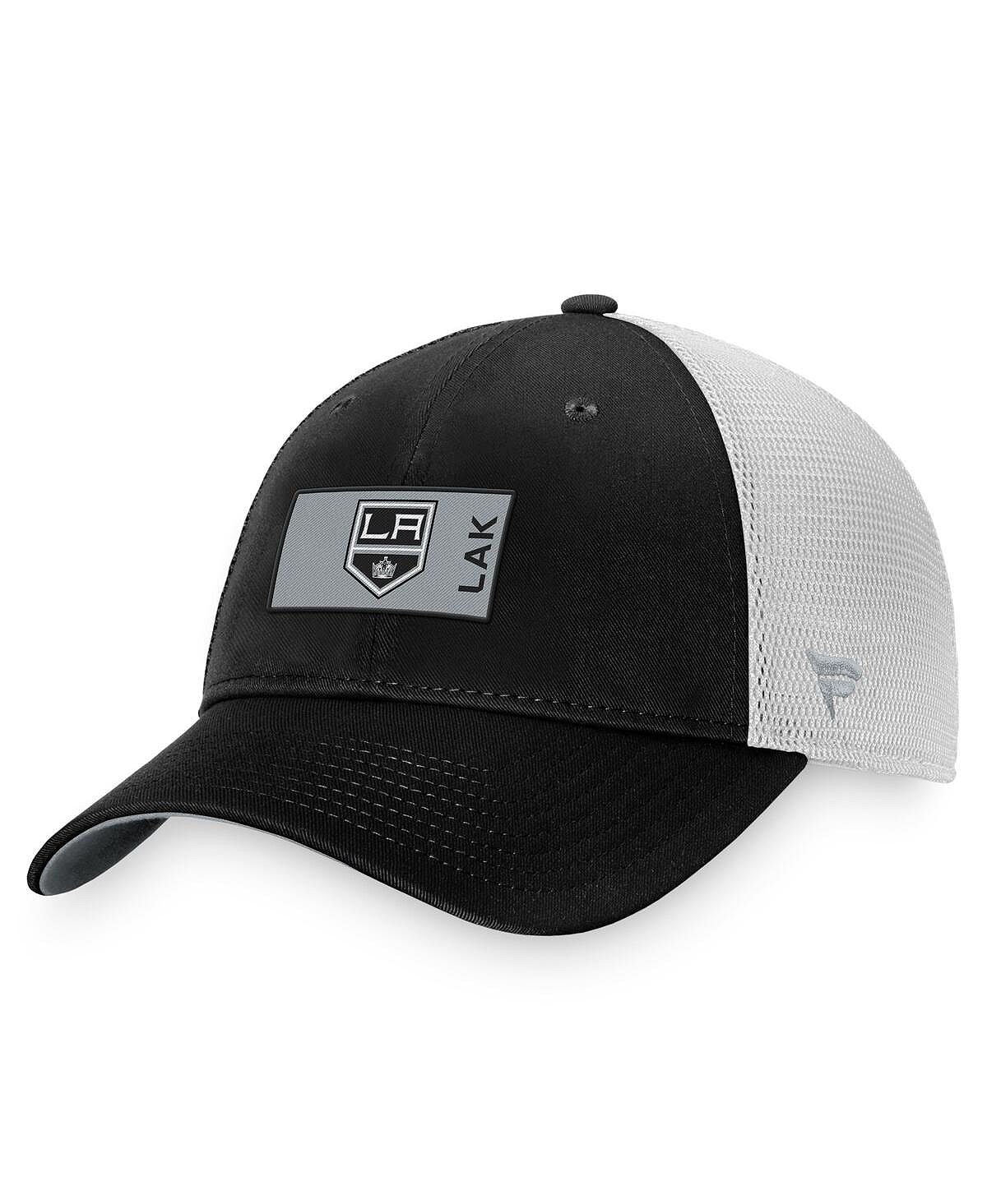 Men's Branded Black and White Los Angeles Kings Authentic Pro Rink Trucker Snapback Fanatics Cap