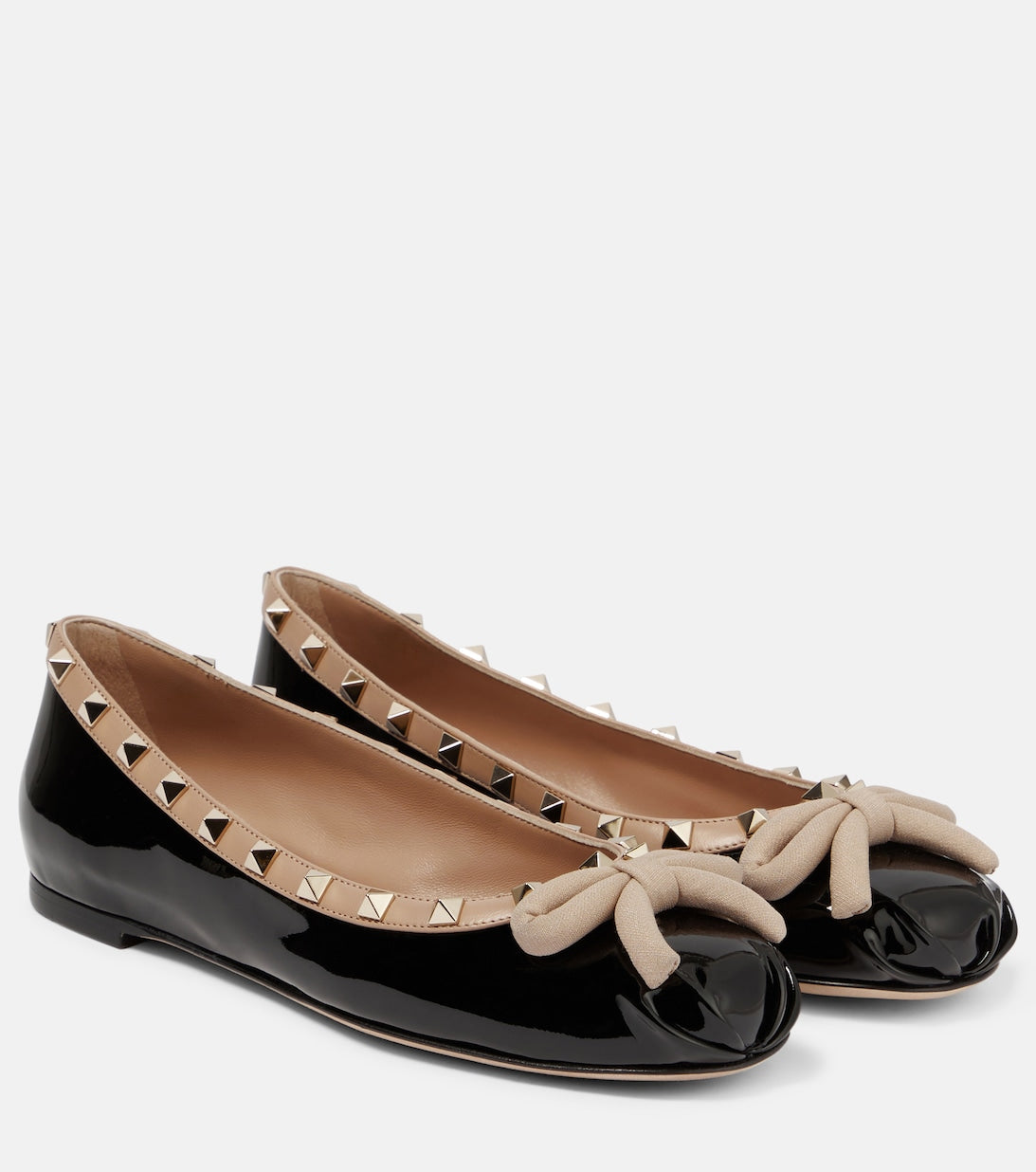 Rockstud Valentino Garavani patent leather ballet flats, black