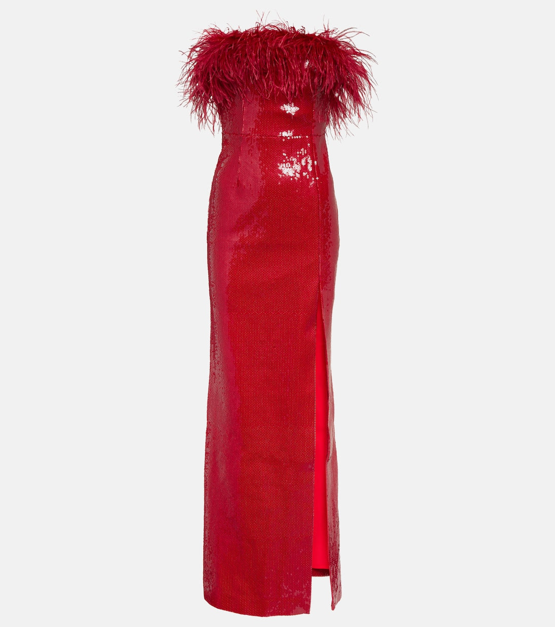 Rebecca Vallance sequin and feather trim nika dress, red