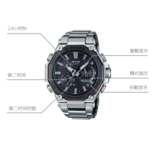 ساعة CASIO G-Shock MT-G 'Silver' باللون الأسود