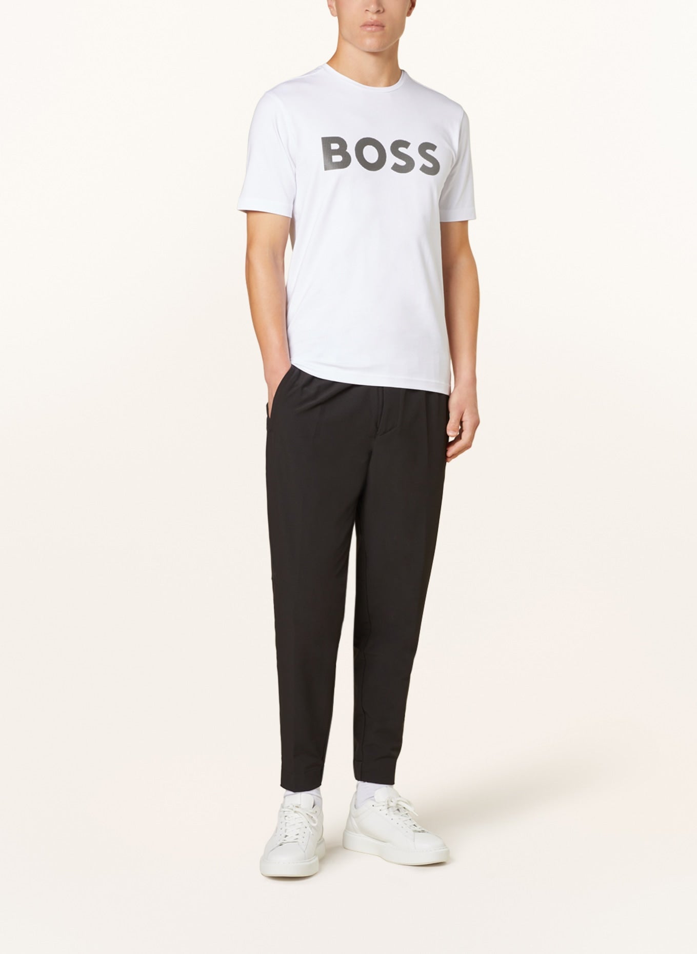 بنطلون تشينو BOSS T_Flex Tapered Fit، أسود