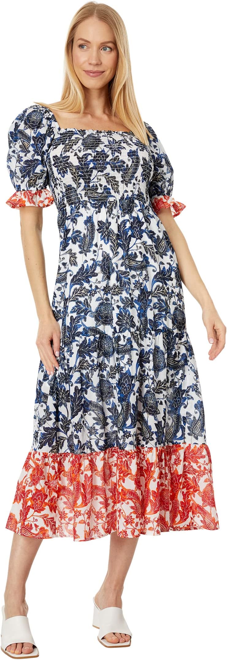 Tommy Hilfiger Floral Puff Sleeve Maxi Dress in Sky Captain/Multi