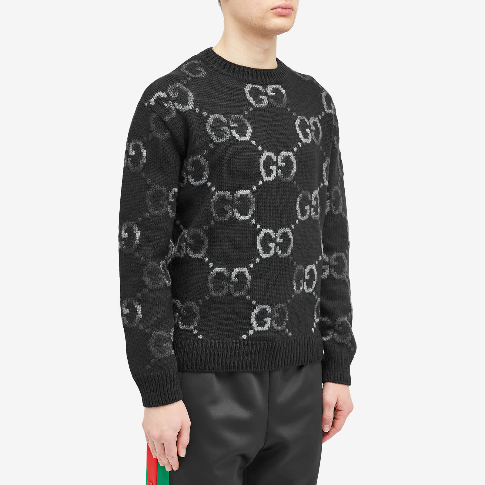 Gucci Jumbo Gg Jacquard Crew Neck Jumper, black