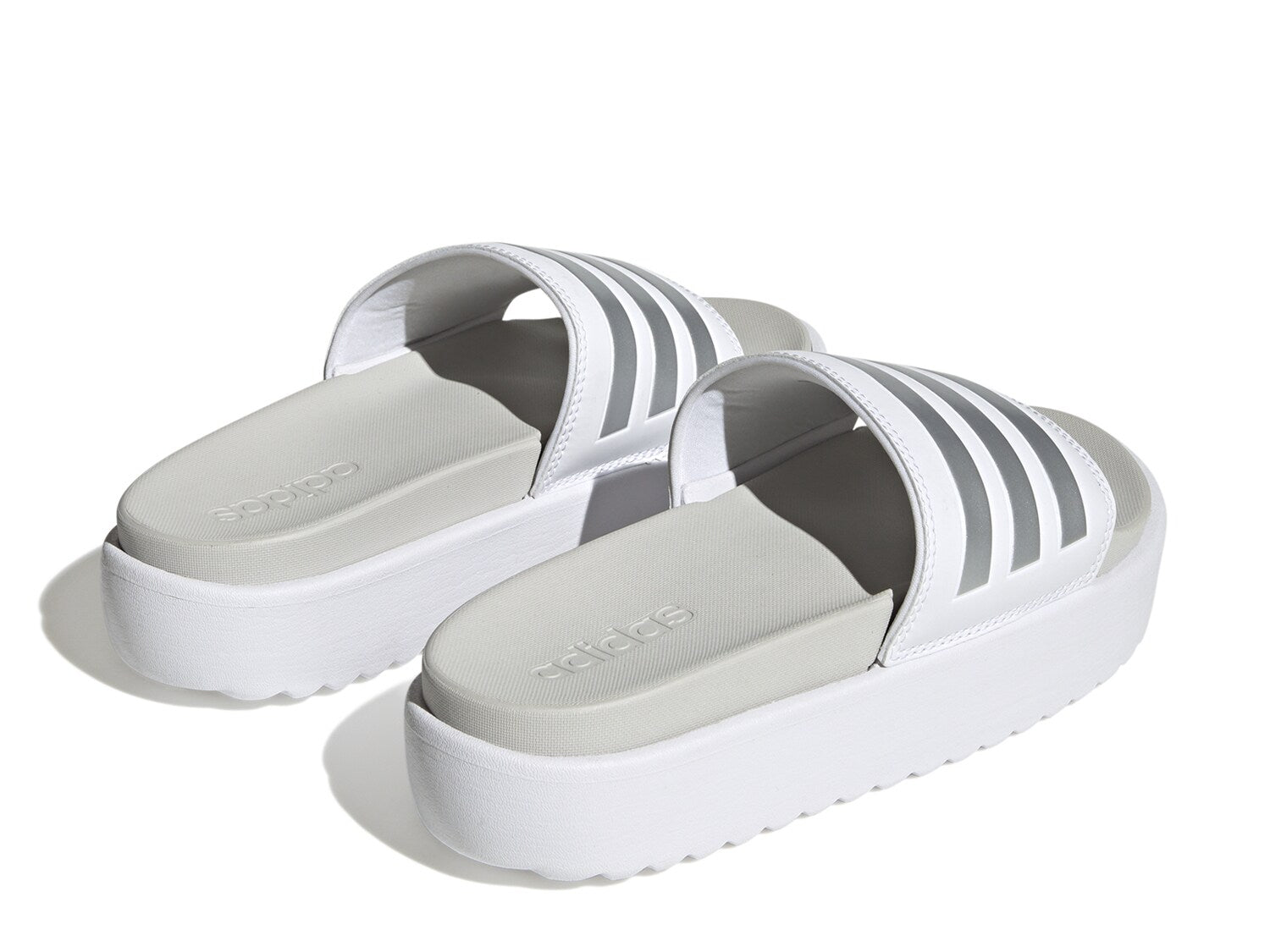 Women's Adidas Adilette platform sandals, white