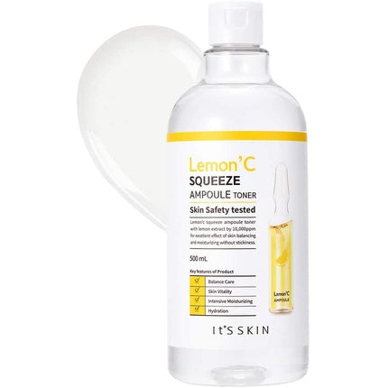 Lemon'C Squeeze Ampoule Toner 500 ml - Cleansing and moisturizing astringent with lemon extract and hyaluronic acid It's Skin