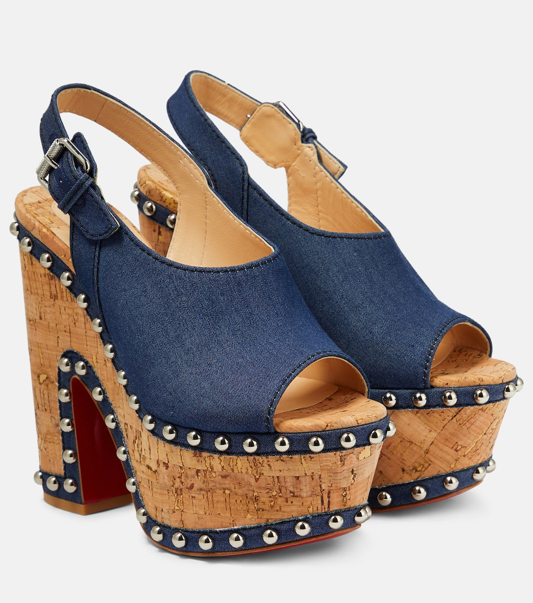 Christian Louboutin Super Joan platform denim sandals, blue