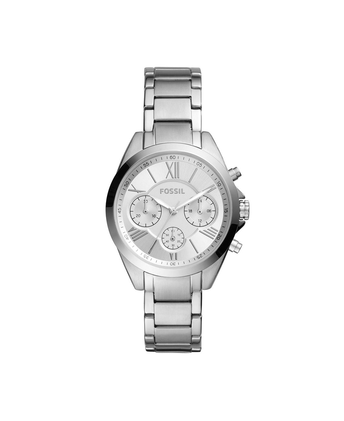 Courier Women's Contemporary Silver Tone Stainless Steel Chronograph Watch , 36 mm Fossil